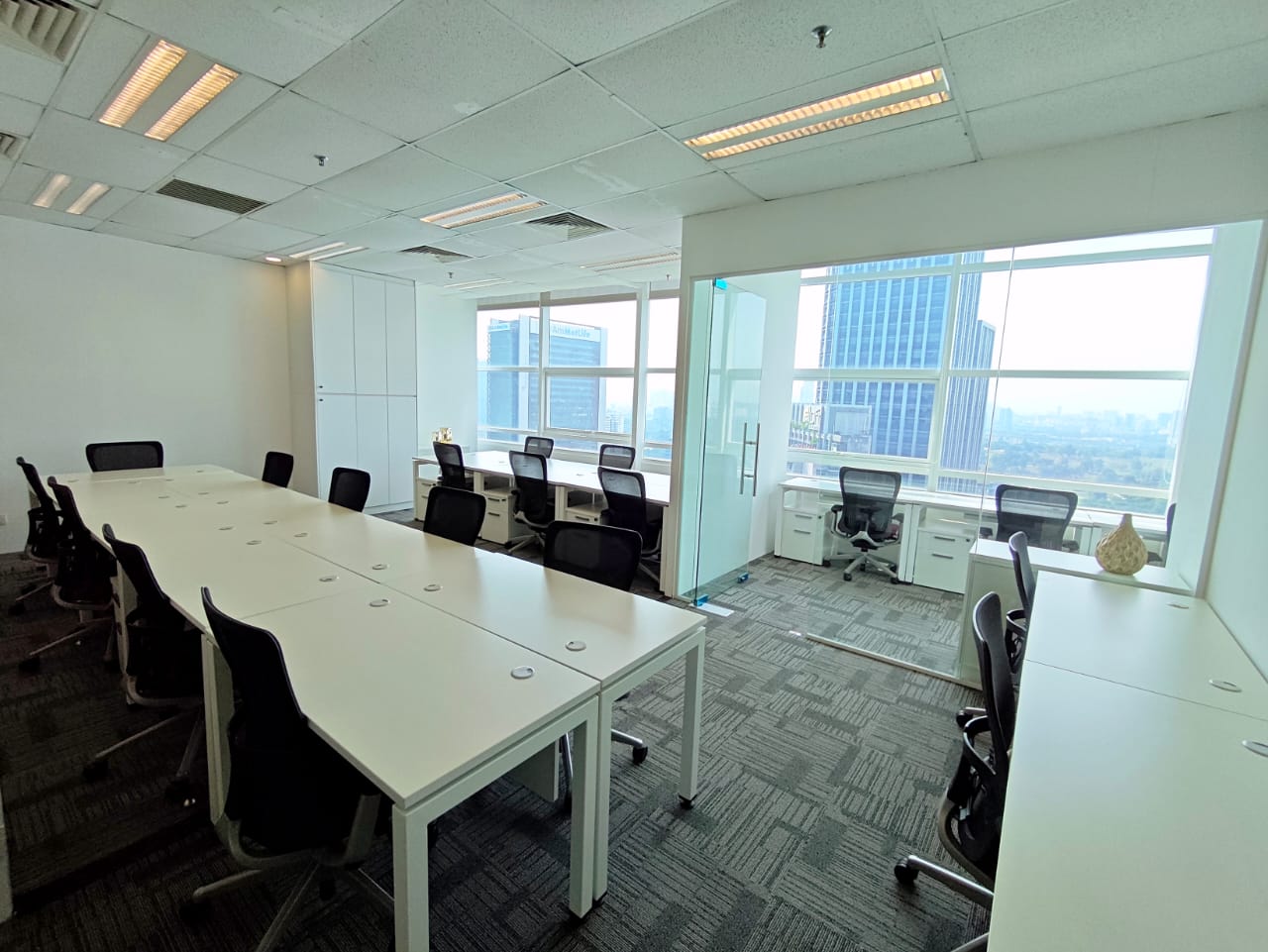 Private office suites with skyline views