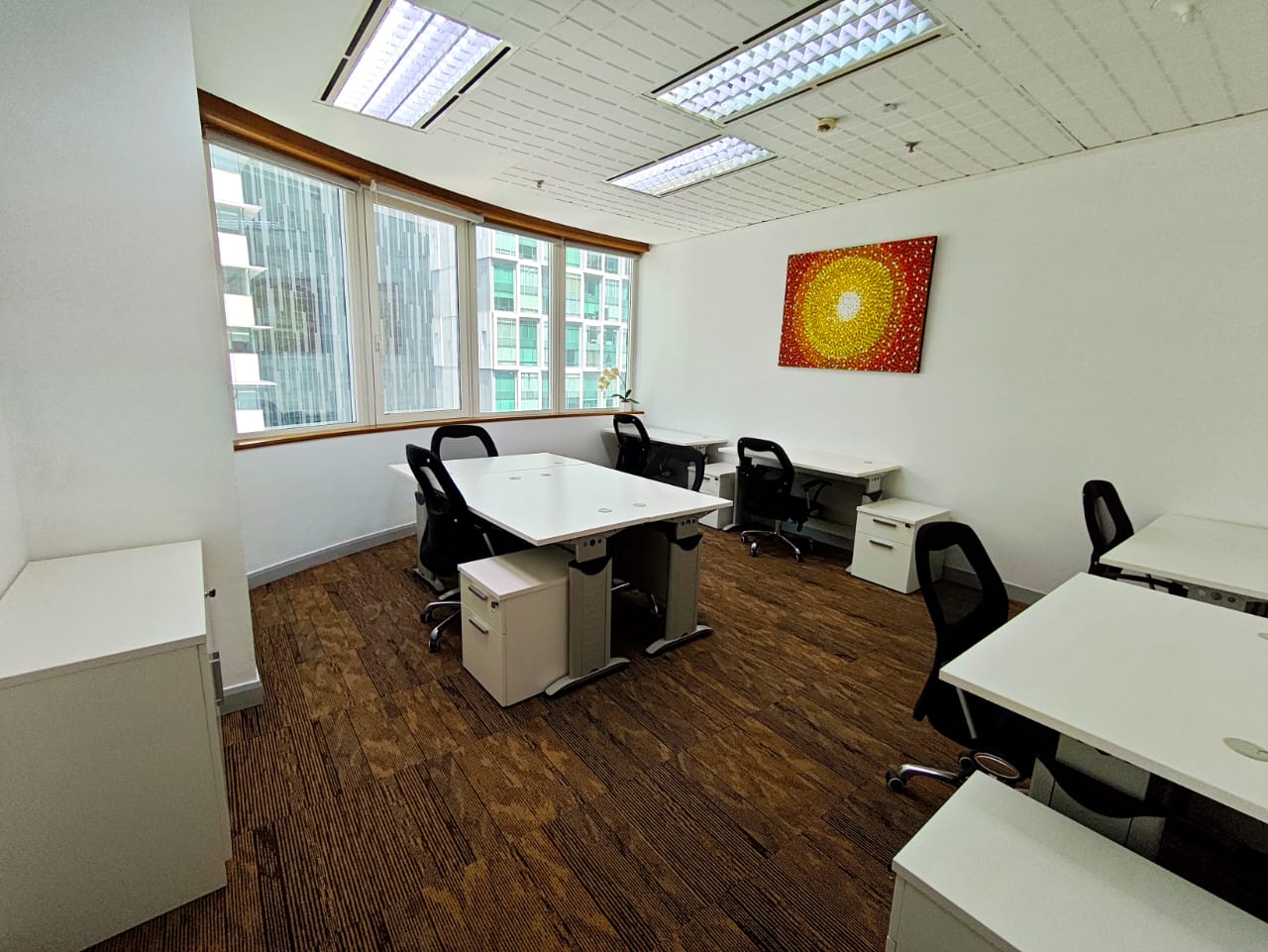 Window office with city outlook