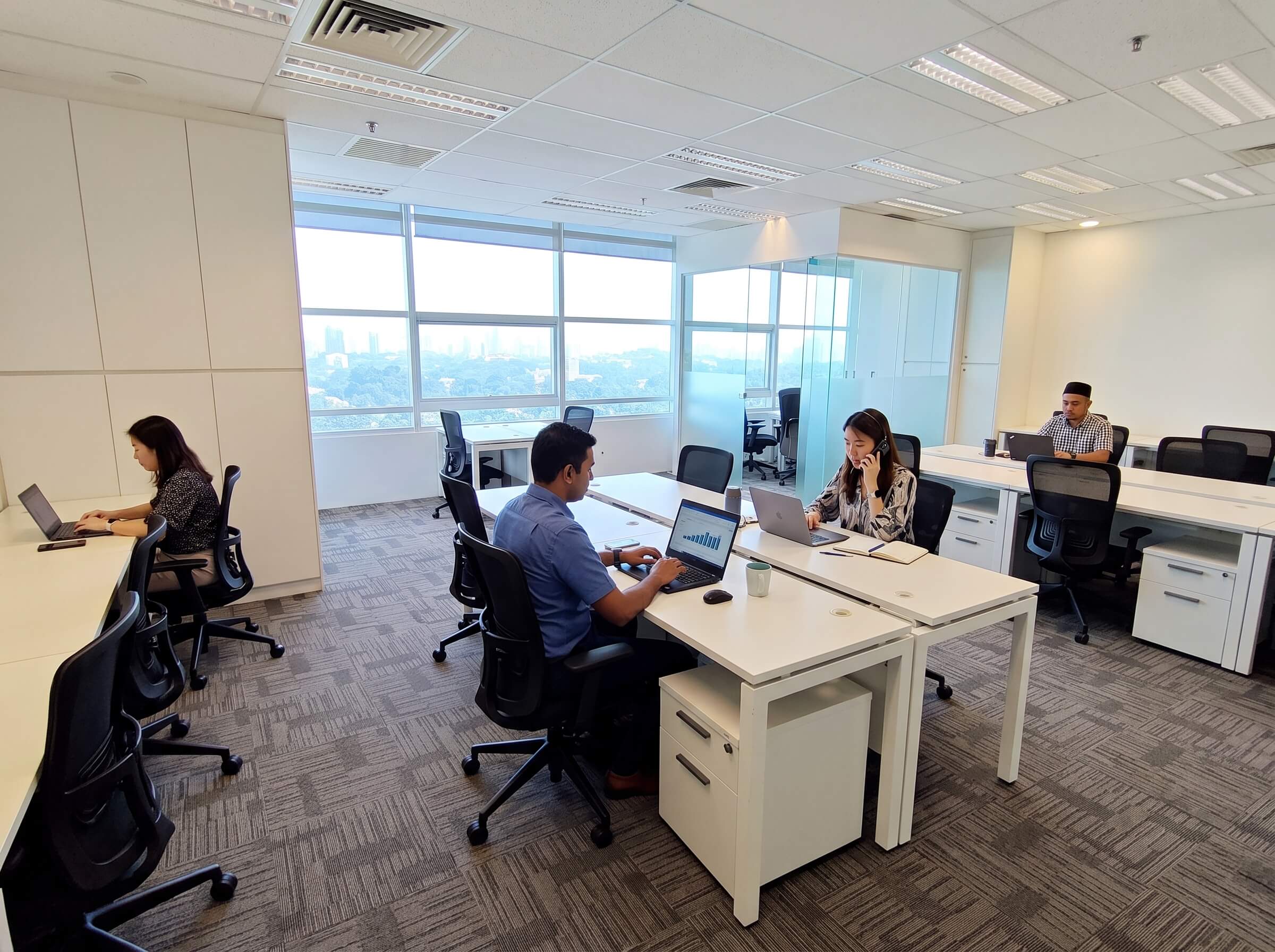 Open-plan office by the window